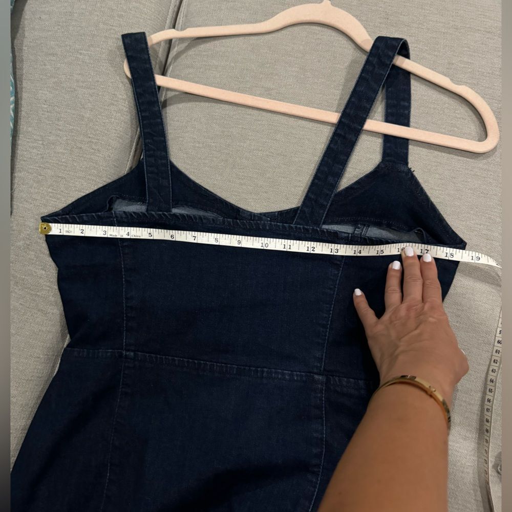 Others Follow Button Front Dark blue wash Denim stretch Bodycon Dress size XL - Picture 6 of 8